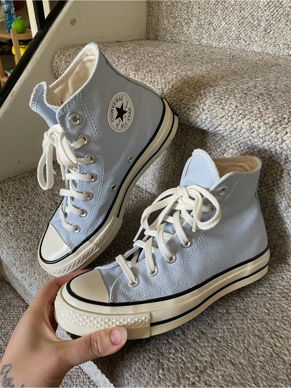 Converse Chuck 70 High Top Heritage Vintage-Inspired Sneakers in Light Blue 6W